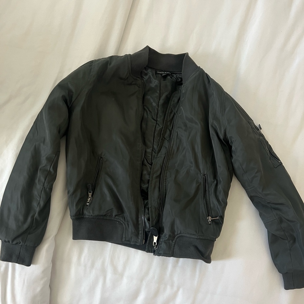 Kendall + Kylie Gray Bomber Jacket